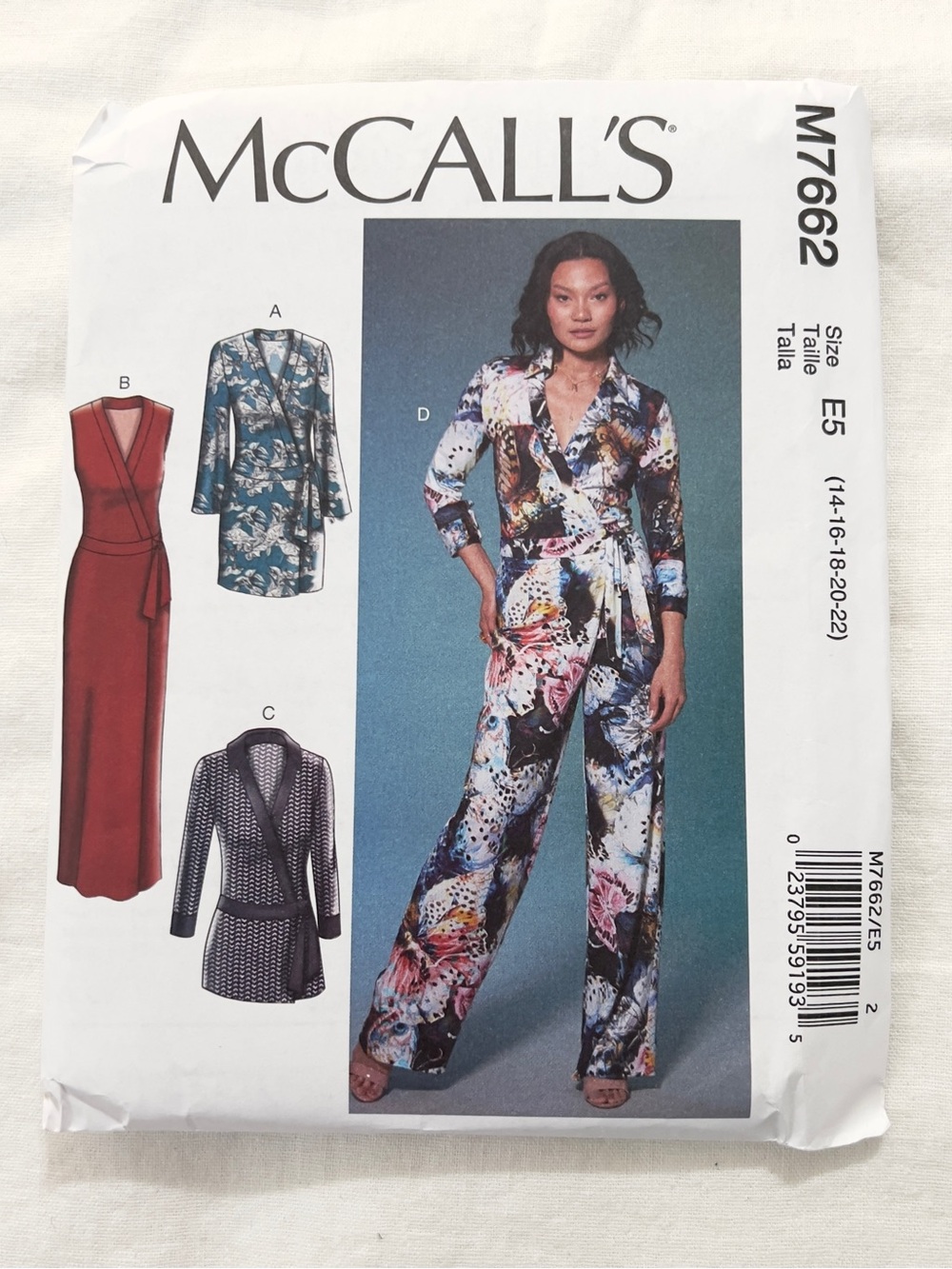 McCall’s M7662 Sewing Pattern Wrap Dress Romper Jumpsuit Pattern Sizes 14-22